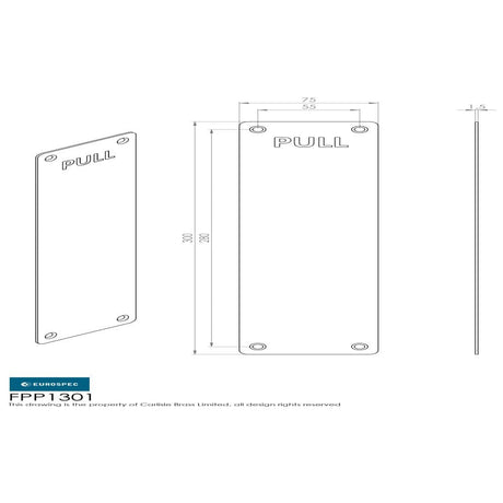 Eurospec Door Furniture Satin Stainless Steel / Finger Plates / 300 x 75mm Eurospec - Finger Plate Pull 300 x 75mm - SSS