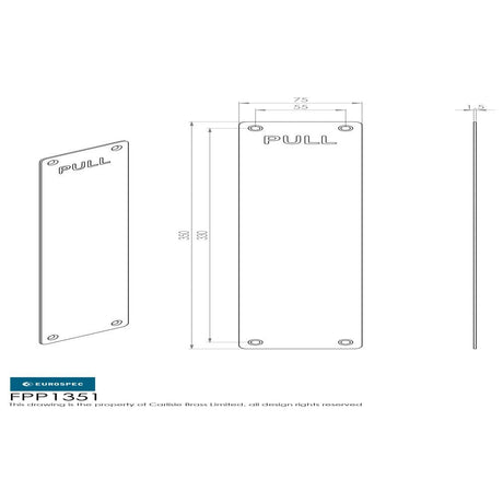 Eurospec Door Furniture Satin Stainless Steel / Finger Plates / 350 x 75mm Eurospec - Finger Plate Pull 350 x 75mm - SSS