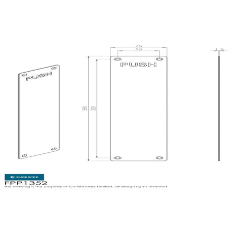 Eurospec Door Furniture Polished Stainless Steel / Finger Plates / 350 x 75mm Eurospec - Finger Plate Push 350 x 75mm - PSS