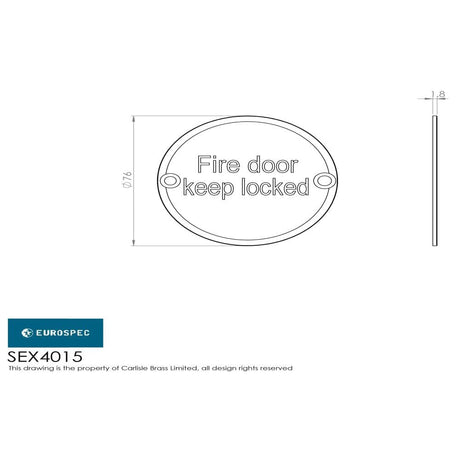Eurospec Door Furniture Satin Anodised Aluminium / Signs Eurospec - Fire Door Keep Locked Symbol - Satin Anodised Aluminium