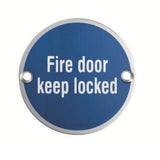 Eurospec Door Furniture Satin Anodised Aluminium / Signs Eurospec - Fire Door Keep Locked Symbol - Satin Anodised Aluminium