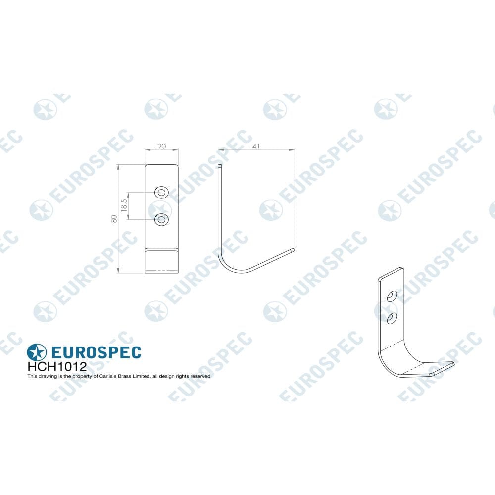 Eurospec Accessories Satin Stainless Steel / Single Coat Hooks Eurospec - Flat Coat Hook - Satin Stainless Steel