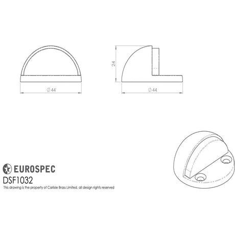 Eurospec Door Furniture Polished Stainless Steel / Floor Door Stop Eurospec - Floor Mounted Door Stop - Shielded (Small) - Bright Stainless Steel