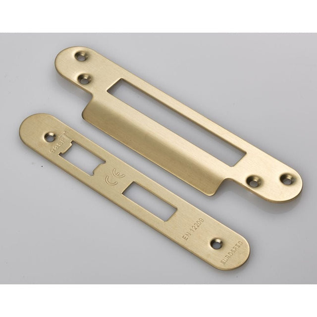 Eurospec Locks & Latches Satin Brass / Fixing Packs Eurospec - Forend Strike & Fixing Pack to suit Architectural Sashlocks (BAS/ESS/