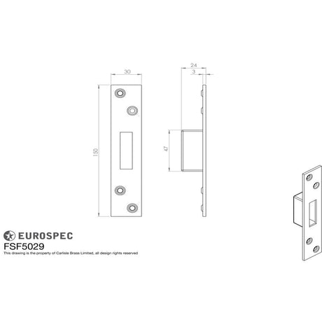 Eurospec Locks & Latches Bright Stainless Steel / Fixing Packs Eurospec - Forend Strike & Fixing Pack To Suit BS8621 Cylinder Deadlock-Bright S