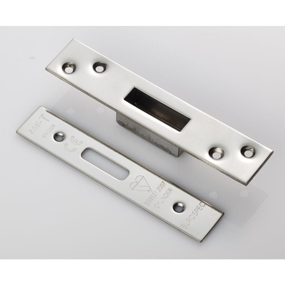 Eurospec Locks & Latches Bright Stainless Steel / Fixing Packs Eurospec - Forend Strike & Fixing Pack To Suit BS8621 Cylinder Deadlock-Bright S