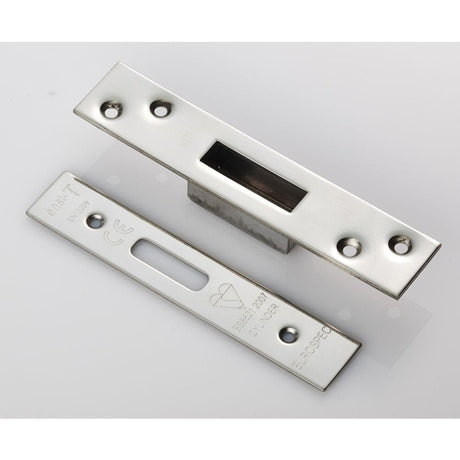 Eurospec Locks & Latches Bright Stainless Steel / Fixing Packs Eurospec - Forend Strike & Fixing Pack To Suit BS8621 Cylinder Deadlock-Bright S