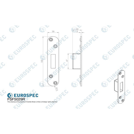 Eurospec Locks & Latches Satin Stainless Steel / Fixing Packs Eurospec - Forend Strike & Fixing Pack To Suit BS8621 Cylinder Deadlock-Satin St