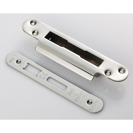 Eurospec Locks & Latches Bright Stainless Steel / Fixing Packs Eurospec - Forend Strike & Fixing Pack To Suit BS8621 Cylinder Sashlock-Bright S