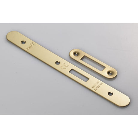 Eurospec Locks & Latches PVD / DIN Accessory Pack Eurospec - Forend Strike & Fixing Pack To Suit Din Euro Deadlock-PVD-Radius Fore