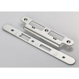 Eurospec Locks & Latches Bright Stainless Steel / DIN Accessory Pack Eurospec - Forend Strike & Fixing Pack To Suit Din Euro Sash/Bathroom Lock-Brigh