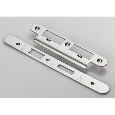 Eurospec Locks & Latches Bright Stainless Steel / DIN Accessory Pack Eurospec - Forend Strike & Fixing Pack To Suit Din Euro Sash/Bathroom Lock-Brigh