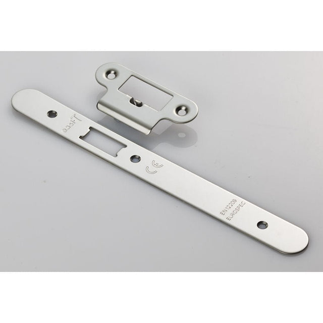 Eurospec Locks & Latches Bright Stainless Steel / DIN Accessory Pack Eurospec - Forend Strike & Fixing Pack To Suit Din Latch-Bright Stainless Steel-