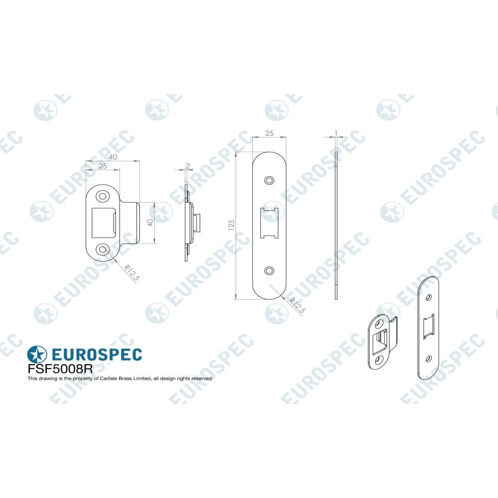 Eurospec Locks & Latches Bright Stainless Steel / Fixing Packs Eurospec - Forend Strike & Fixing Pack To Suit Flat Latch FLL5030-Bright Stainle