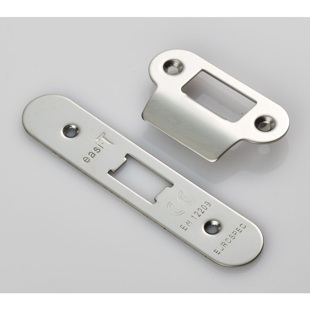 Eurospec Locks & Latches Bright Stainless Steel / Fixing Packs Eurospec - Forend Strike & Fixing Pack To Suit Flat Latch FLL5030-Bright Stainle
