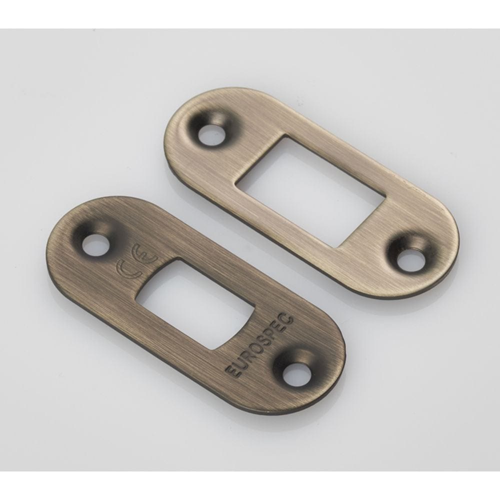 Eurospec Locks & Latches Antique Brass / Fixing Packs Eurospec - Forend Strike & Fixing Pack to suit Heavy Duty Tubular Deadbolt Radiu
