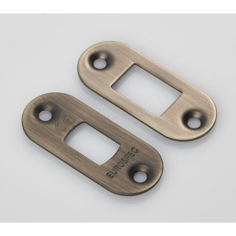 Eurospec Locks & Latches Antique Brass / Fixing Packs Eurospec - Forend Strike & Fixing Pack to suit Heavy Duty Tubular Deadbolt Radiu