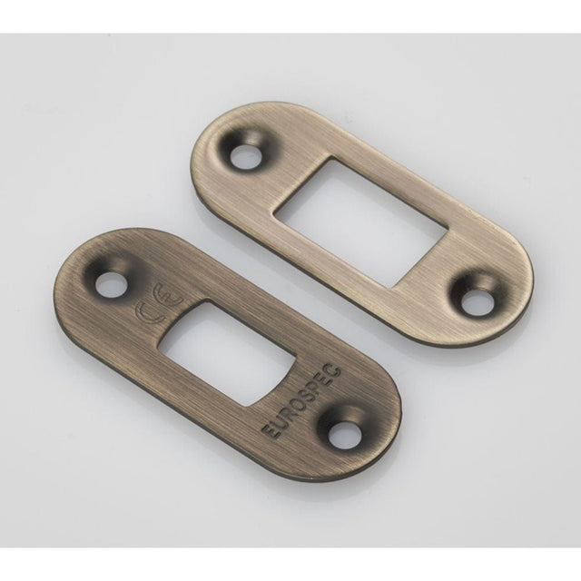 Eurospec Locks & Latches Antique Brass / Fixing Packs Eurospec - Forend Strike & Fixing Pack to suit Heavy Duty Tubular Deadbolt Radiu