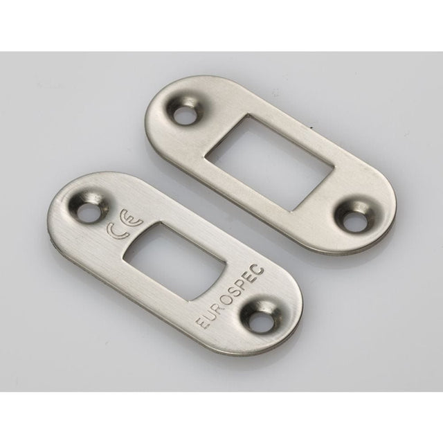 Eurospec Locks & Latches Satin Brass / Fixing Packs Eurospec - Forend Strike & Fixing Pack to suit Heavy Duty Tubular Deadbolt Radiu