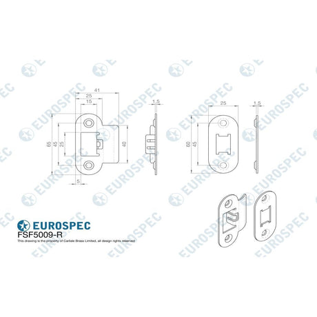 Eurospec Locks & Latches Matt Black / Fixing Packs Eurospec - Forend Strike & Fixing Pack to suit Heavy Duty Tubular Latch Radius