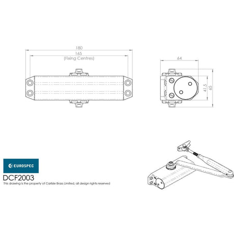 Eurospec Door Furniture Silver / Door Closers / Size 3 Eurospec - General Overhead Door Closer Fixed Power Size 3 - Silver