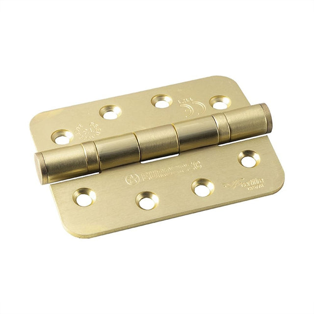 Eurospec Hinges Satin Brass / Ball Bearing Hinges / 4" x (102mm) Eurospec - Grade 13 Ball Bearing P Hinge Radius 102 x 76mm - Satin Brass