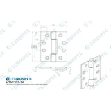 Eurospec Hinges Satin Stainless Steel / Concealed Hinges / 4" x (102mm) Eurospec - Grade 14 Concealed Bearing Triple Knuckle Hinge - SSS
