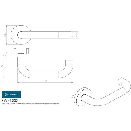 Eurospec Door Furniture Satin Stainless Steel / Round Rose Eurospec - Grade 304 Safety Lever DDA Compliant - Satin Stainless Steel