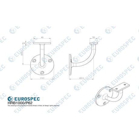 Eurospec Accessories Polished Stainless Steel / Handrail Brackets Eurospec - Handrail Bracket - Bright Stainless Steel