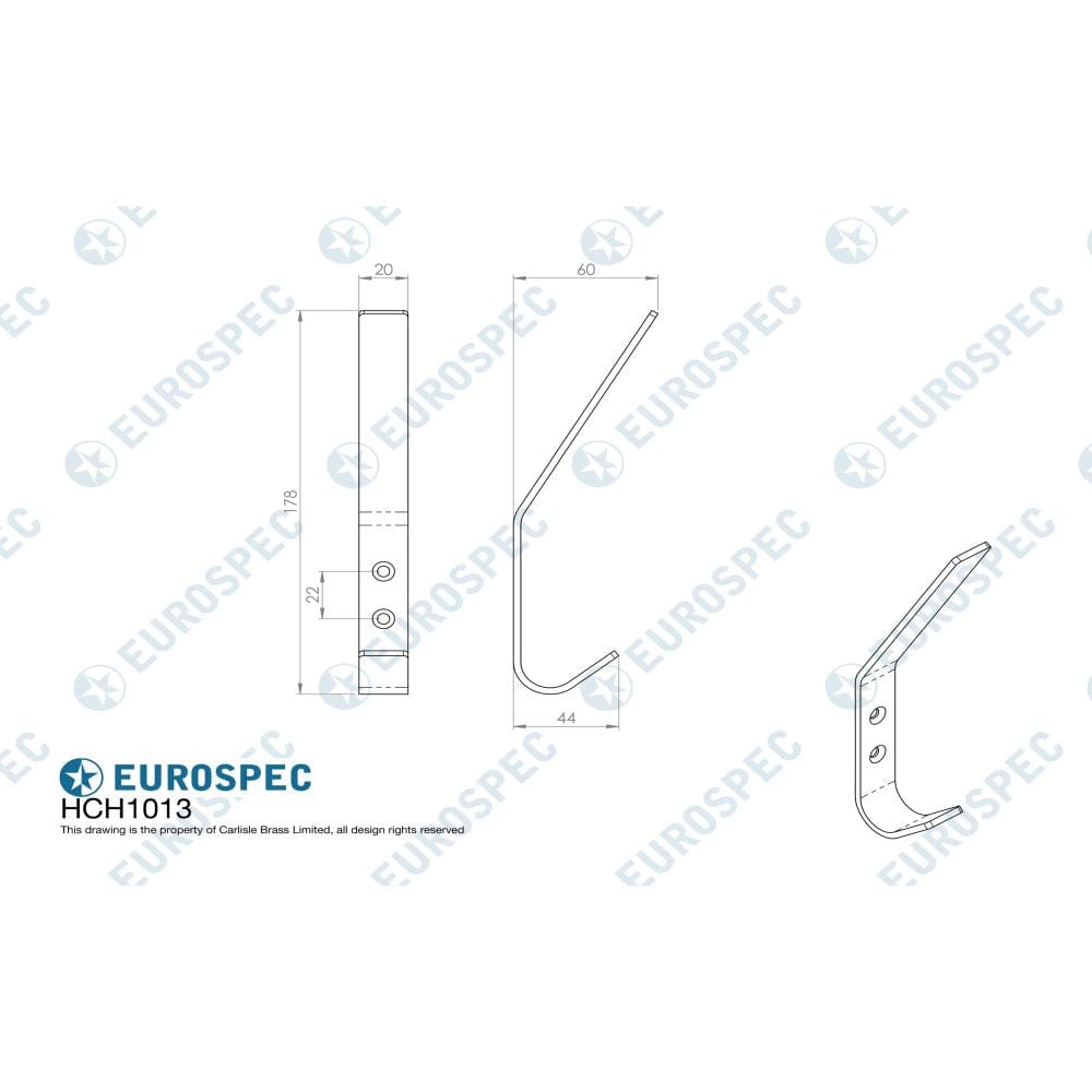 Eurospec Accessories Satin Stainless Steel / Hat & Coat Hooks Eurospec - Hat and Coat Hook - Satin Stainless Steel