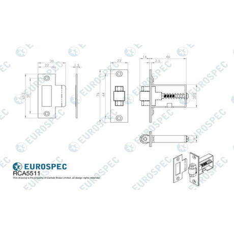 Eurospec Cabinet Hardware Satin Stainless Steel / Roller Catch Eurospec - Heavy Duty Adjustable Roller Catch - Satin Stainless Steel