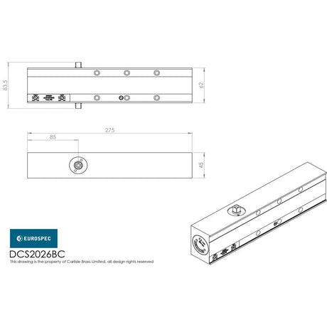 Eurospec Door Furniture Silver / Door Closers / Size 2-6 Eurospec - Heavy Duty Overhead Door Closer Variable Power Size 2-6 - Silver