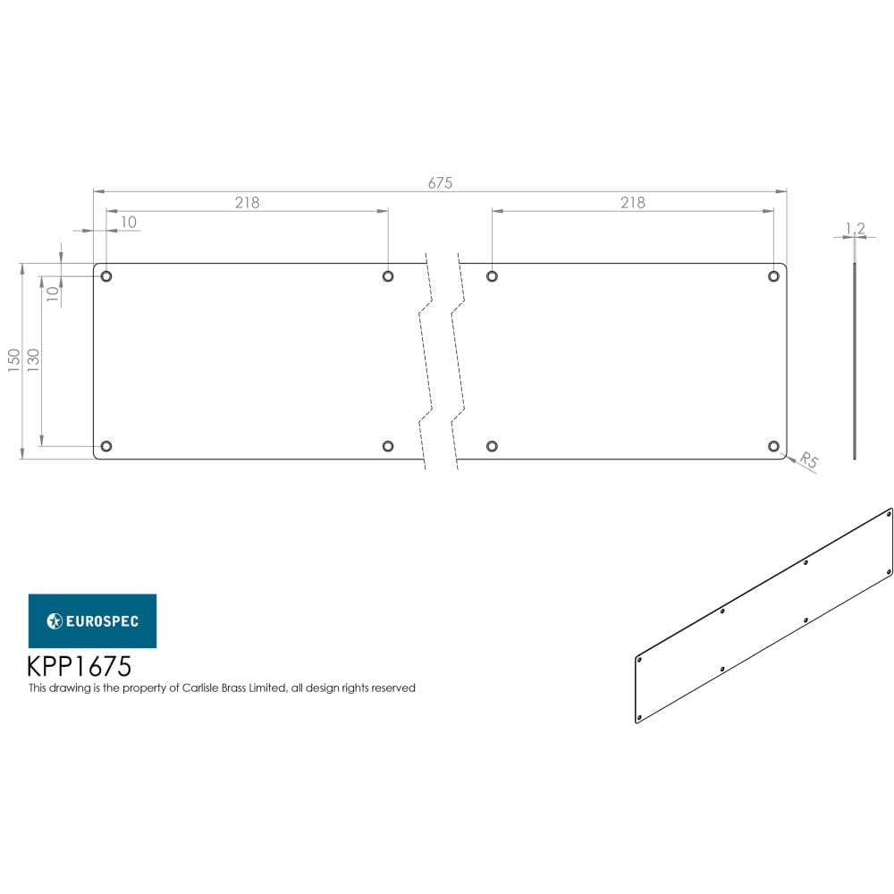 Eurospec Door Furniture Satin Stainless Steel / Kick Plates / 675 x 150mm Eurospec - Kickplate 675 x 150mm - SSS