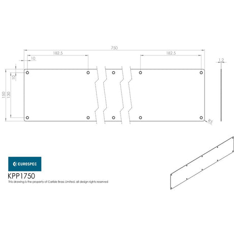 Eurospec Door Furniture Satin Stainless Steel / Kick Plates / 750 x 150mm Eurospec - Kickplate 750 x 150mm - SSS