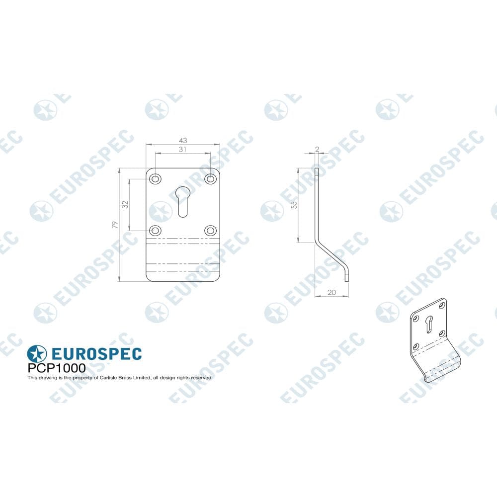 Eurospec Door Furniture Satin Stainless Steel / Mortice Key Cylinder Pulls Eurospec - Lock Profile Cylinder Pull - Satin Stainless Steel