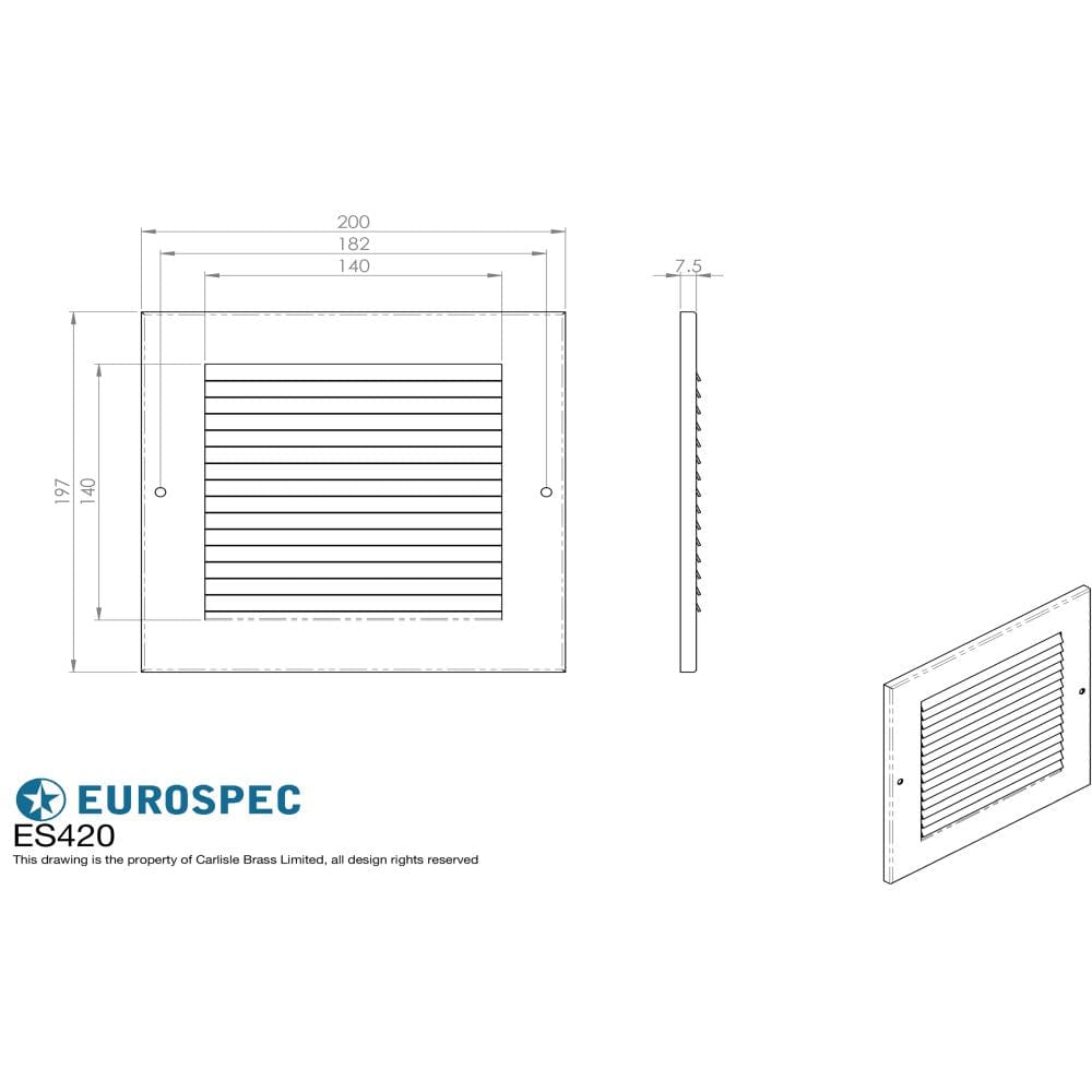 Eurospec Accessories Silver / 200 x 197mm / Louvre Grille Face Plate Eurospec - Louvre Grille Face Plate Cover 200 x 197mm - Silver