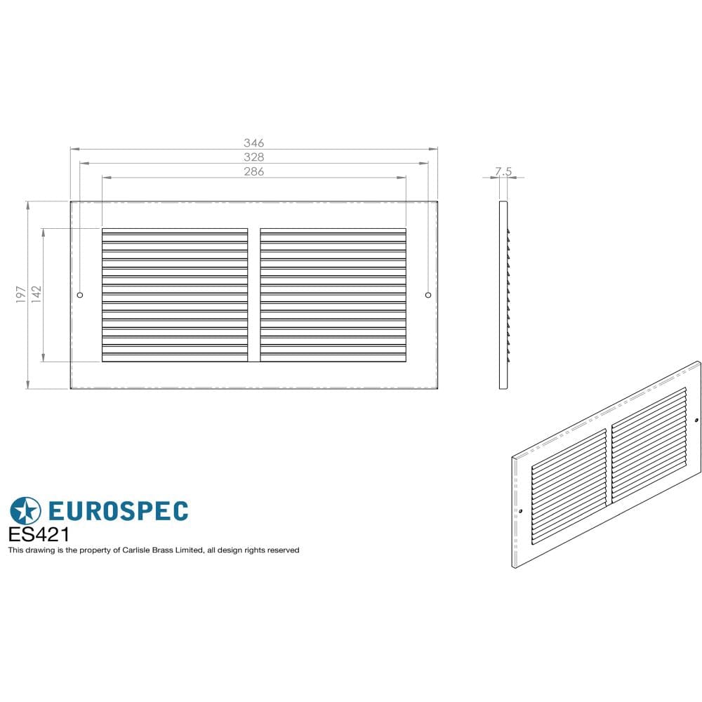 Eurospec Accessories Silver / 270 x 160mm / Louvre Grille Face Plate Eurospec - Louvre Grille Face Plate Cover 270 x 160mm - Silver
