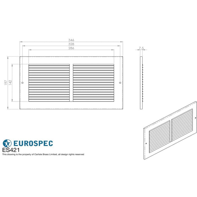 Eurospec Accessories Silver / 270 x 160mm / Louvre Grille Face Plate Eurospec - Louvre Grille Face Plate Cover 270 x 160mm - Silver