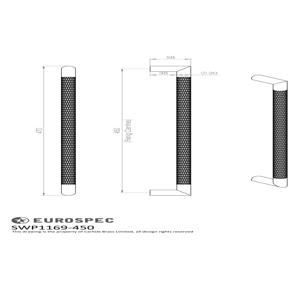 Eurospec Door Furniture Matt Black / Pull Handles (Bolt Through) Eurospec - Mitred Knurled Pull Handle - Matt Black