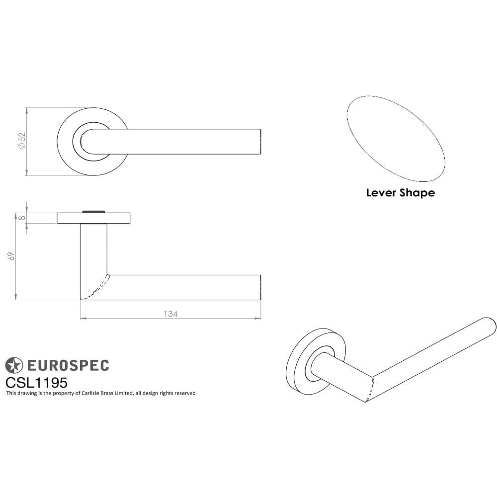 Eurospec Door Furniture Satin Stainless Steel / Round Rose Eurospec - Mitred Lever Oval Bar on Sprung Rose - Satin Stainless Steel