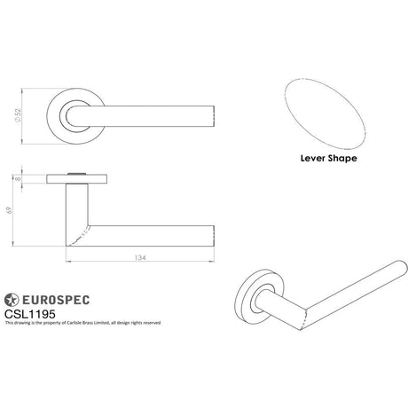 Eurospec Door Furniture Satin Stainless Steel / Round Rose Eurospec - Mitred Lever Oval Bar on Sprung Rose - Satin Stainless Steel