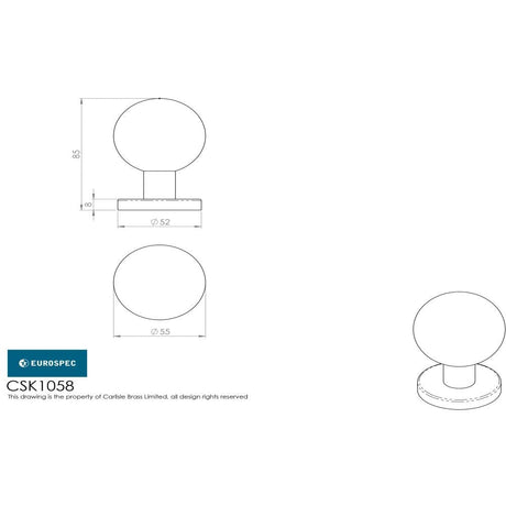 Eurospec Door Furniture Satin Stainless Steel / Mortice Knobs Eurospec - Mortice Knob on Sprung Round Rose - Satin Stainless Steel