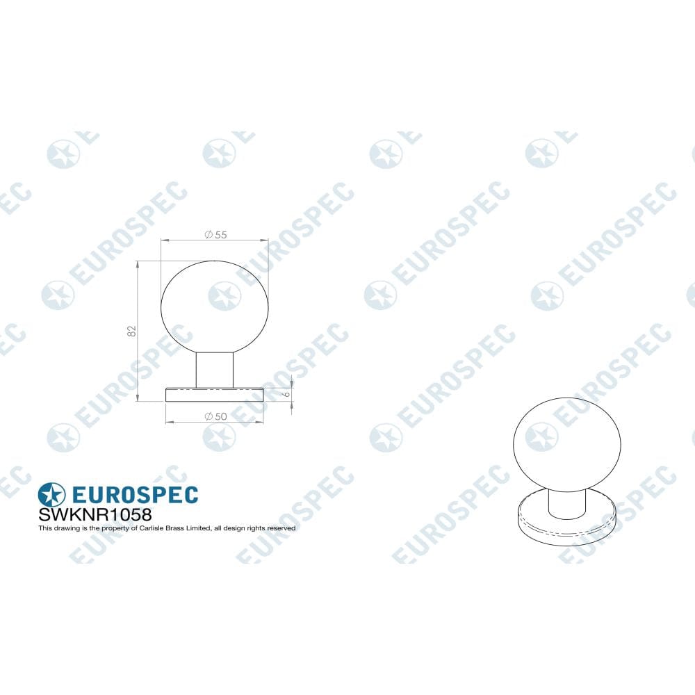 Eurospec Door Furniture Satin Stainless Steel / Mortice Knobs Eurospec - Mortice Knob - Satin Stainless Steel