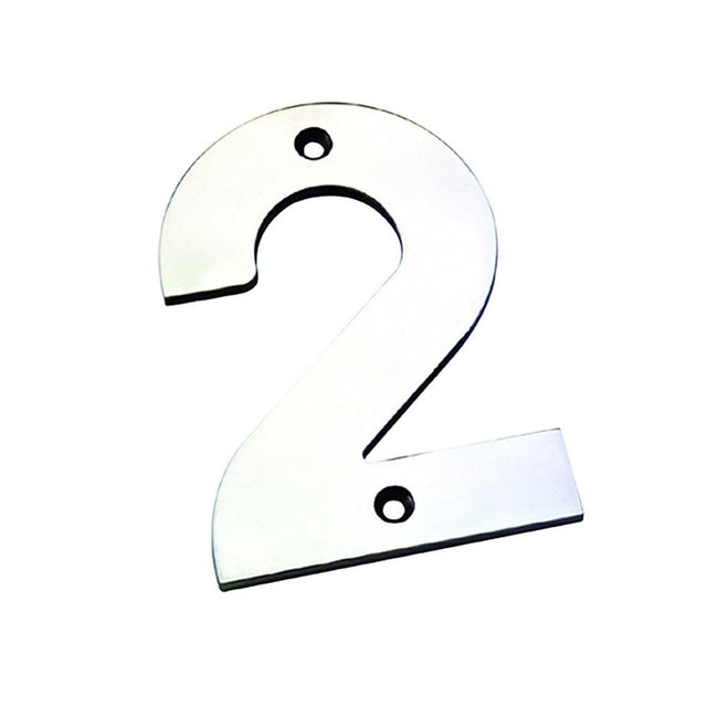 Eurospec Door Furniture Polished Stainless Steel / Numerals / 2 Eurospec - Numerals Number 2 - Bright Stainless Steel