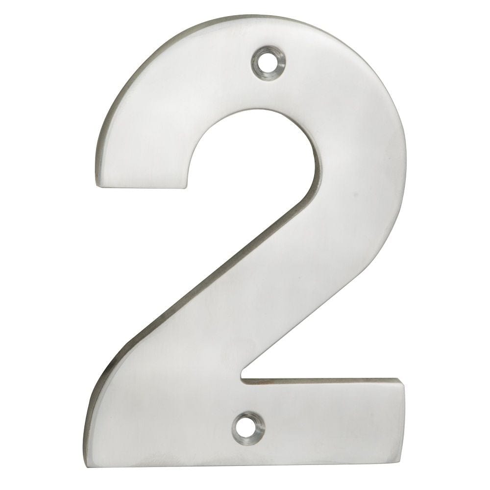 Eurospec Door Furniture Satin Stainless Steel / Numerals / 2 Eurospec - Numerals Number 2 - Satin Stainless Steel