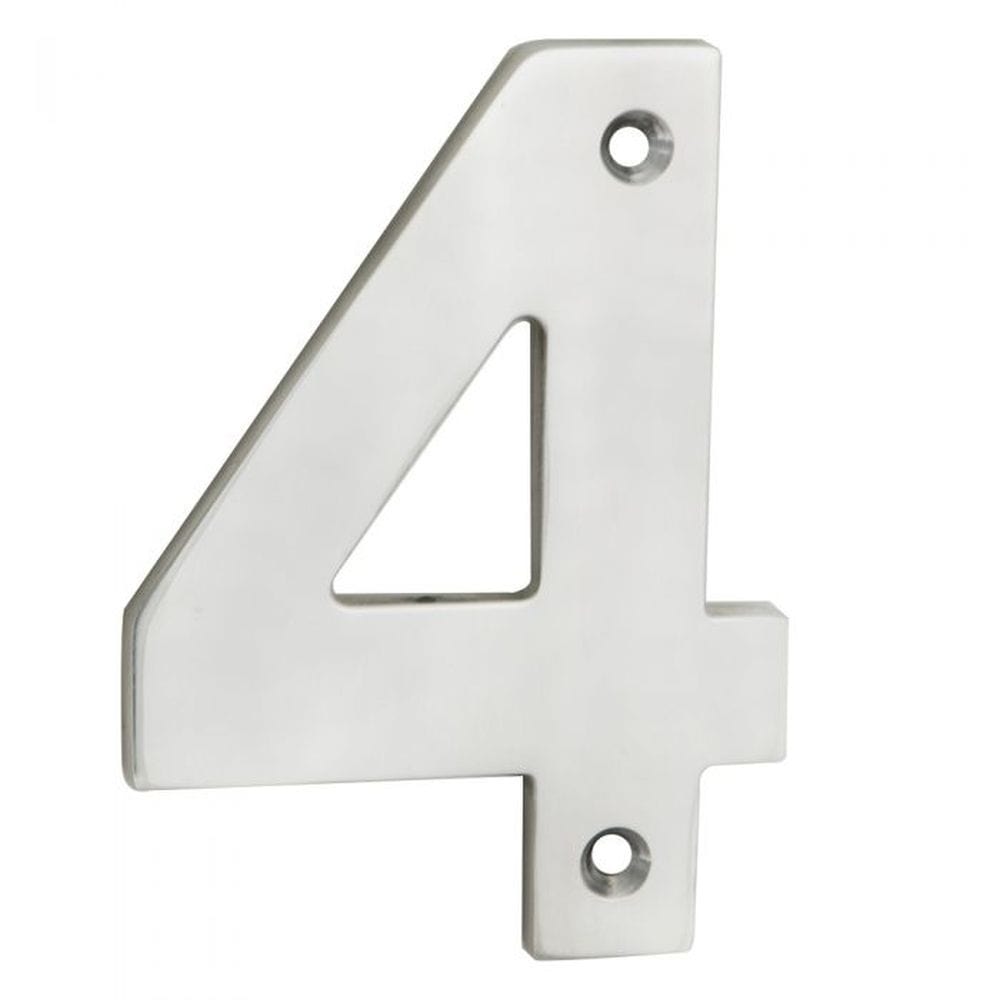 Eurospec Door Furniture Satin Stainless Steel / Numerals / 4 Eurospec - Numerals Number 4 - Satin Stainless Steel