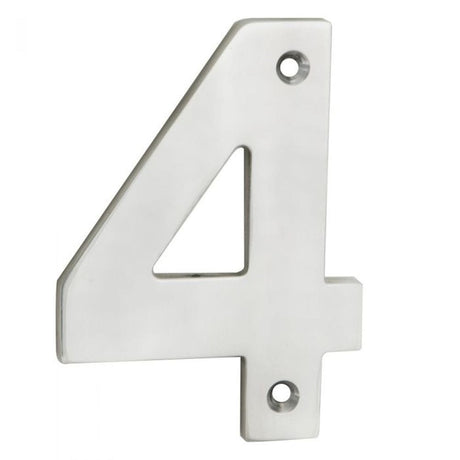 Eurospec Door Furniture Satin Stainless Steel / Numerals / 4 Eurospec - Numerals Number 4 - Satin Stainless Steel