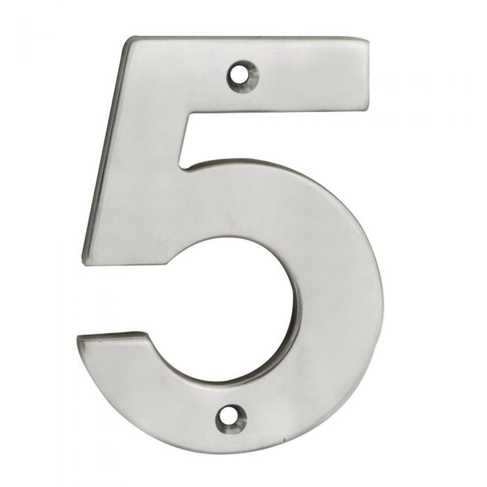 Eurospec Door Furniture Satin Stainless Steel / Numerals / 5 Eurospec - Numerals Number 5 - Satin Stainless Steel