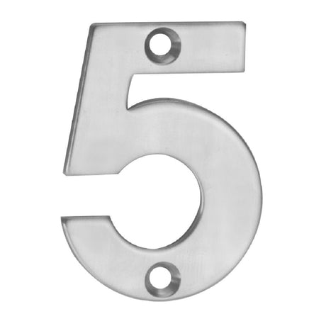 Eurospec Door Furniture Satin Stainless Steel / Numerals / 5 Eurospec - Numerals Number 5 - Satin Stainless Steel