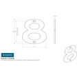 Eurospec Door Furniture Polished Stainless Steel / Numerals / 8 Eurospec - Numerals Number 8 - Bright Stainless Steel